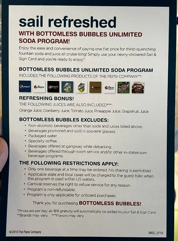 Términos y condiciones del paquete Bottomless Bubbles