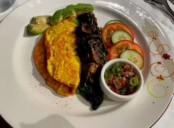 Disney vegan breakfast with JustEgg omelette