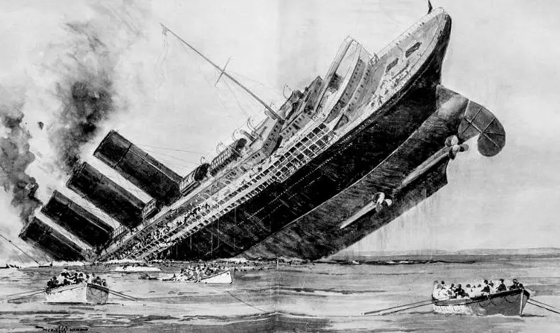 Naufragio del Lusitania de The Illustrated London News, 15 de mayo de 1915