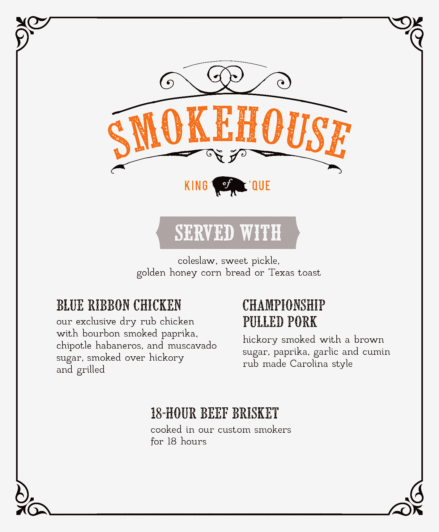 Menú de almuerzo en Guy’s Pig & Anchor Bar-B-Que Smokehouse | Brewhouse de Carnival